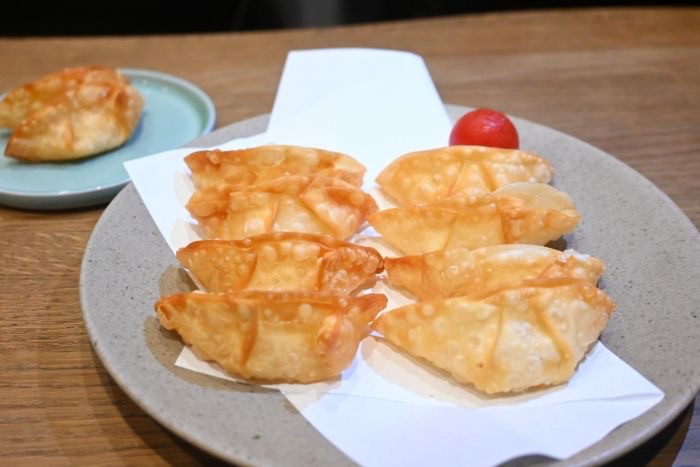 皿に並んだひやむぎ餃子